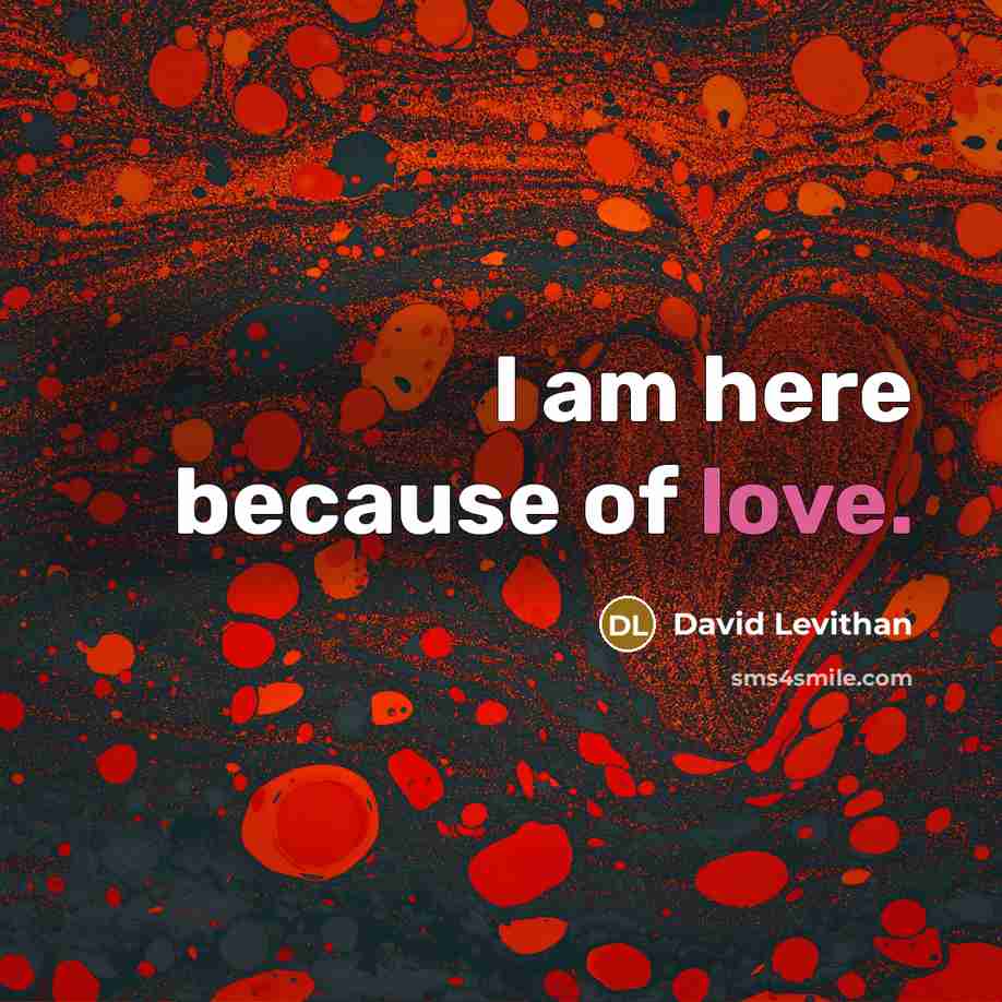 “I am here because of love.…” quote by David Levithan