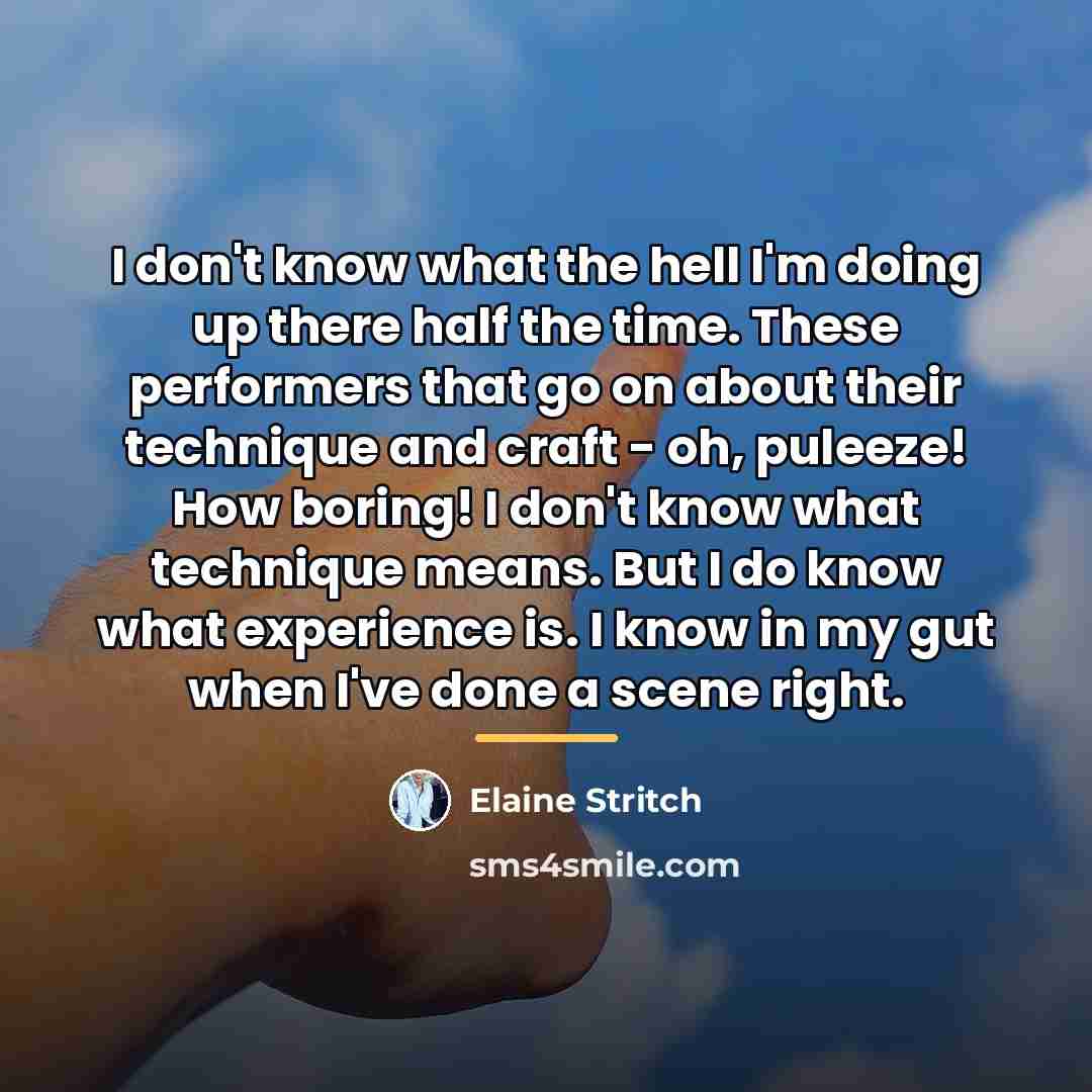 “I don't know what the hell I'm doing up there…” quote by Elaine Stritch