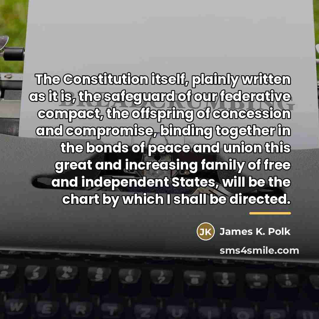 “The Constitution itself, plainly written as it is, the safeguard…” quote by James K. Polk