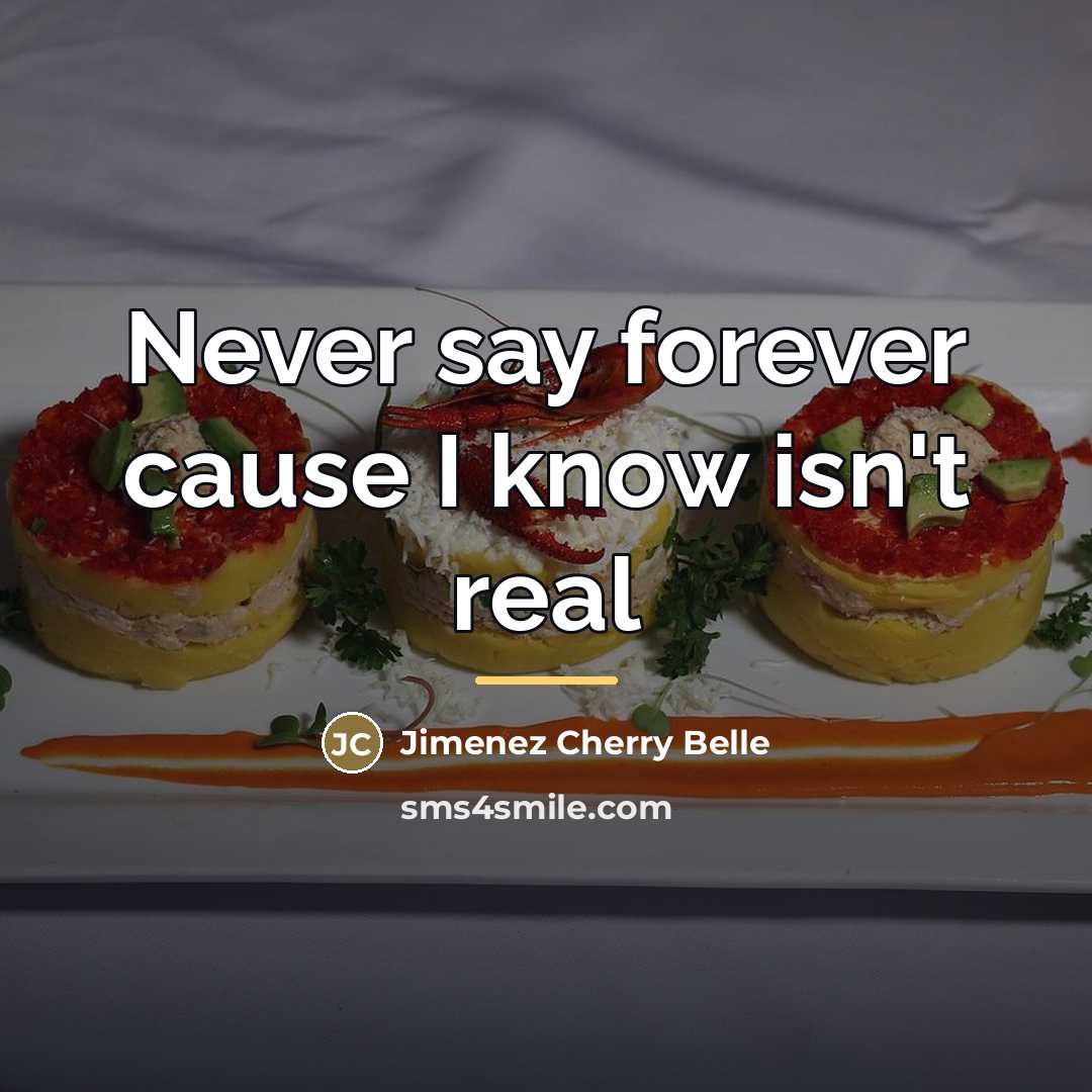“Never say forever cause I know isn't real…” quote by Jimenez Cherry Belle