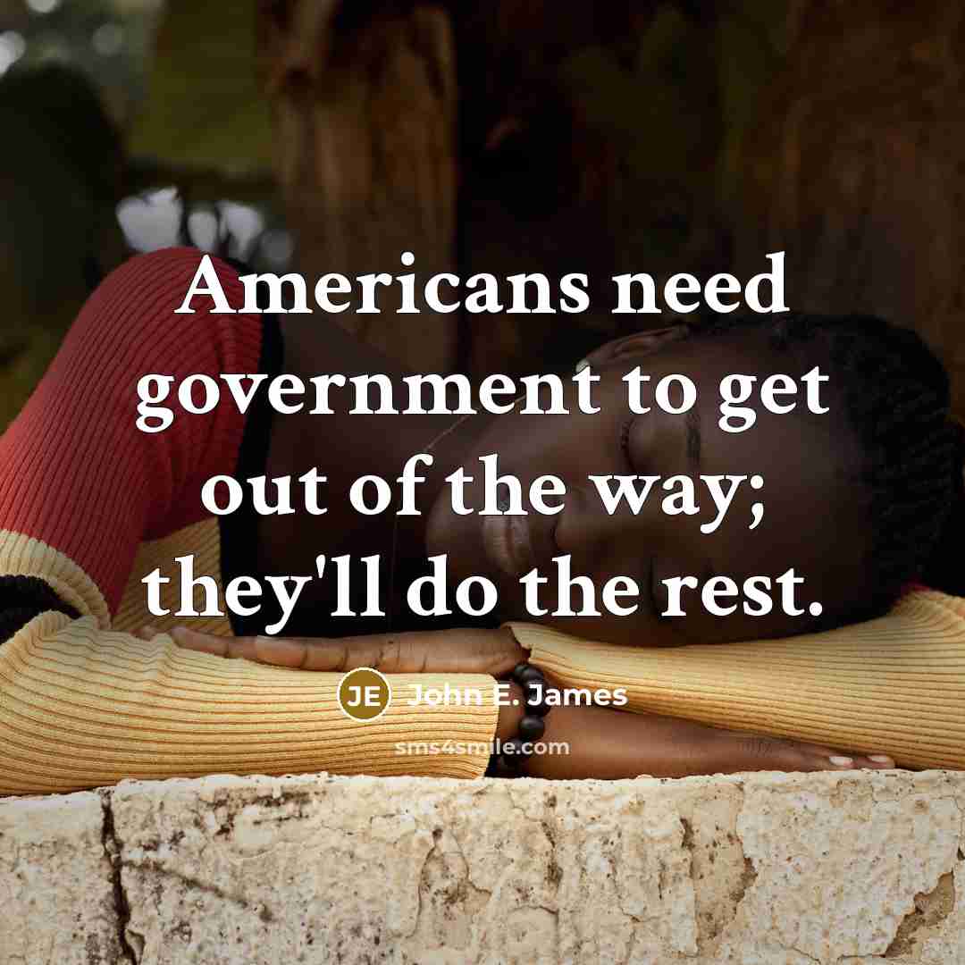 “Americans need government to get out of the way; they'll…” quote by John E. James