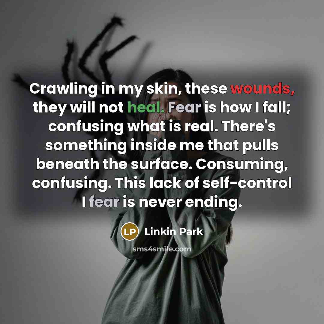 “Crawling in my skin, these wounds, they will not heal.…” quote by Linkin Park