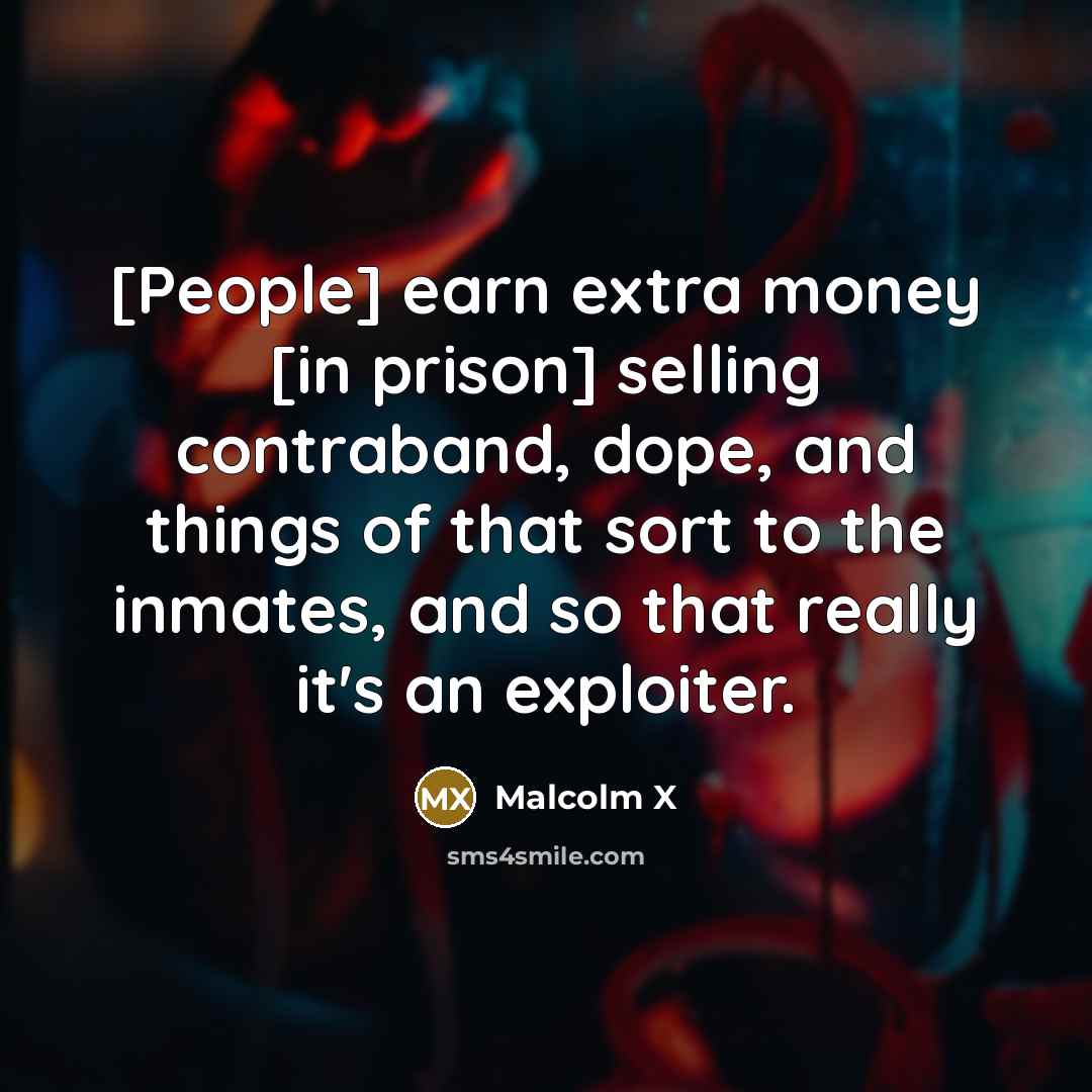 “[People] earn extra money [in prison] selling contraband, dope, and…” quote by Malcolm X