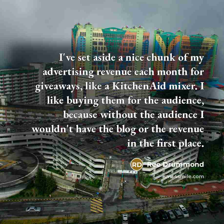 “I've set aside a nice chunk of my advertising revenue…” quote by Ree Drummond