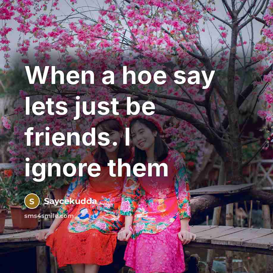 “When a hoe say lets just be friends. I ignore…” quote by Saycekudda