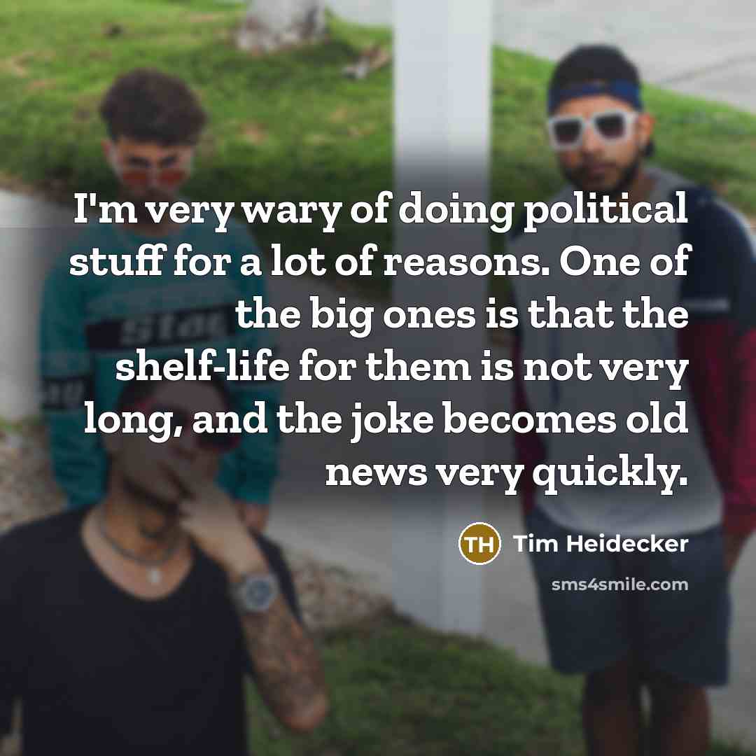 “I'm very wary of doing political stuff for a lot…” quote by Tim Heidecker