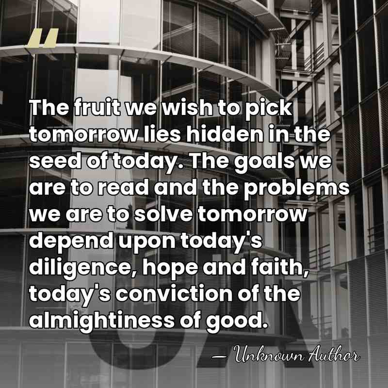 The fruit we wish to pick tomorrow lies hidden in the seed&hellip; - Unknown Author