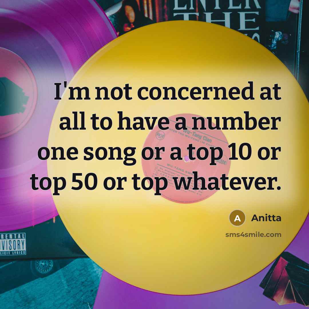 “I'm not concerned at all to have a number one…” quote by Anitta