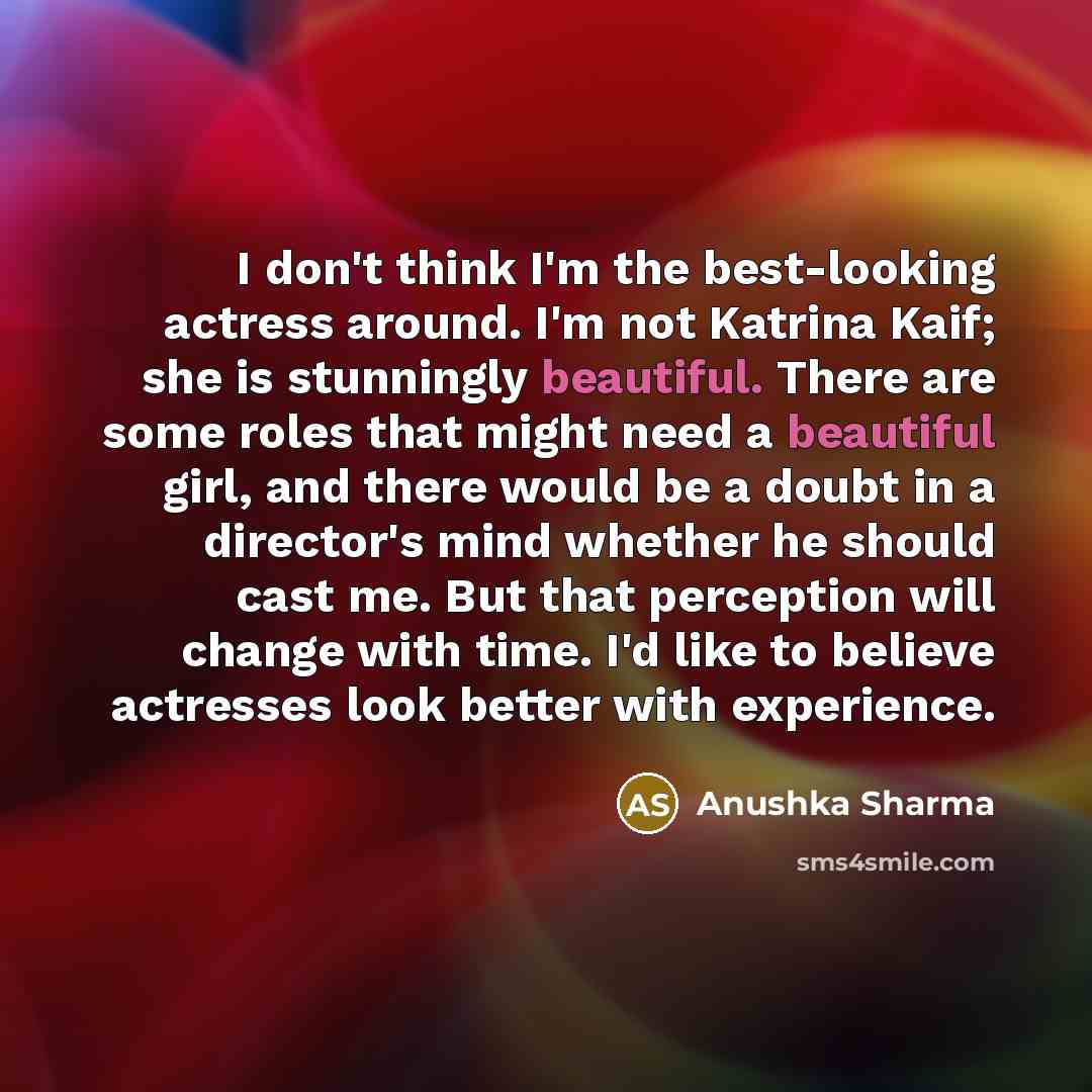 “I don't think I'm the best-looking actress around. I'm not…” quote by Anushka Sharma
