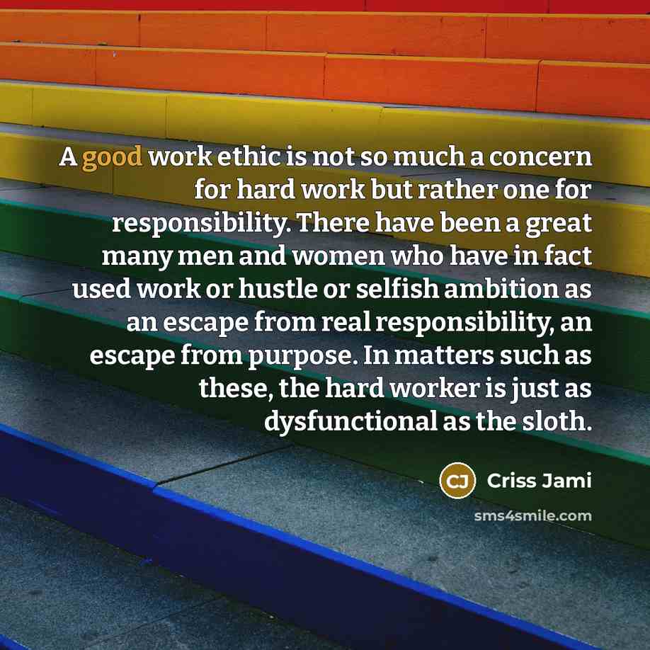 “A good work ethic is not so much a concern…” quote by Criss Jami