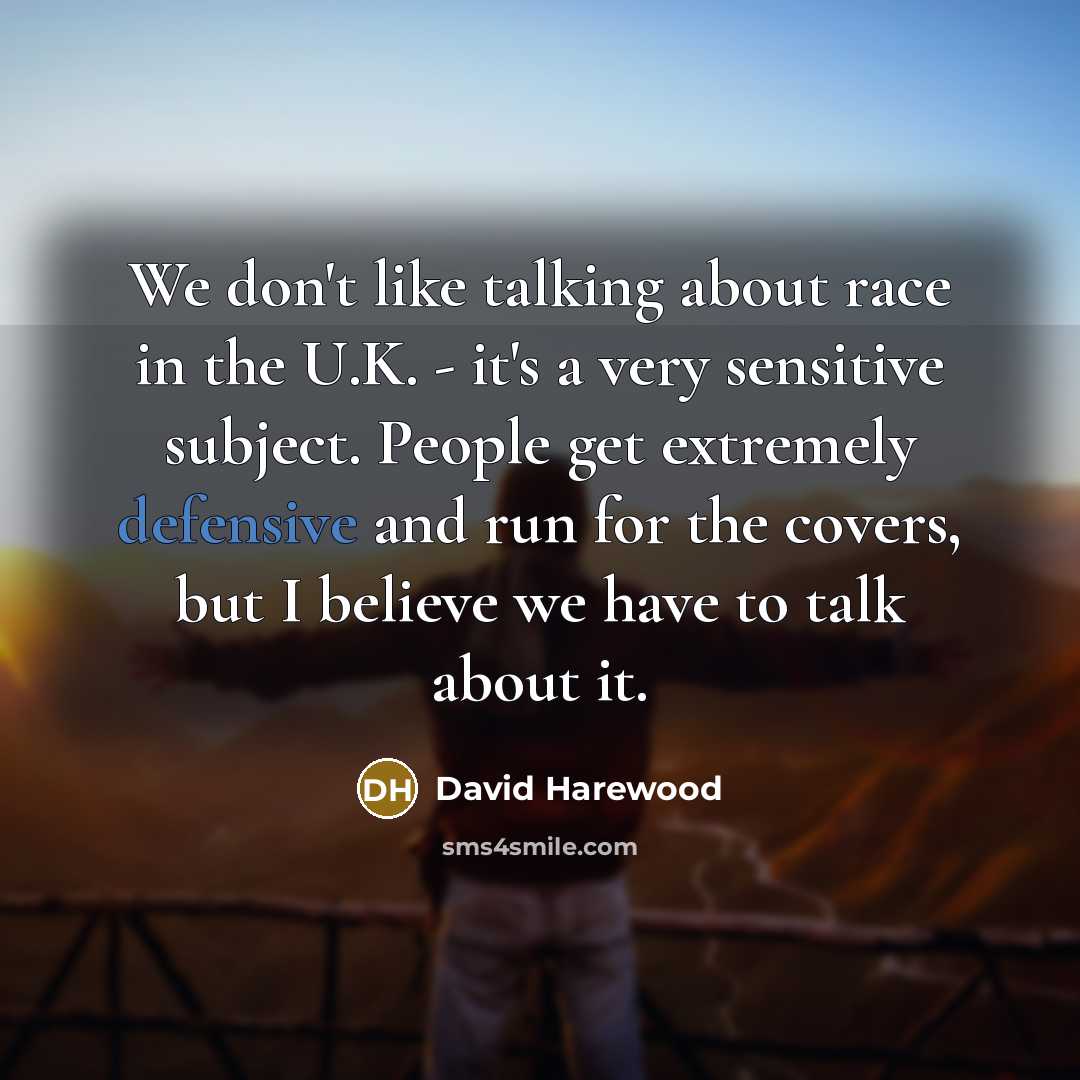 “We don't like talking about race in the U.K. -…” quote by David Harewood