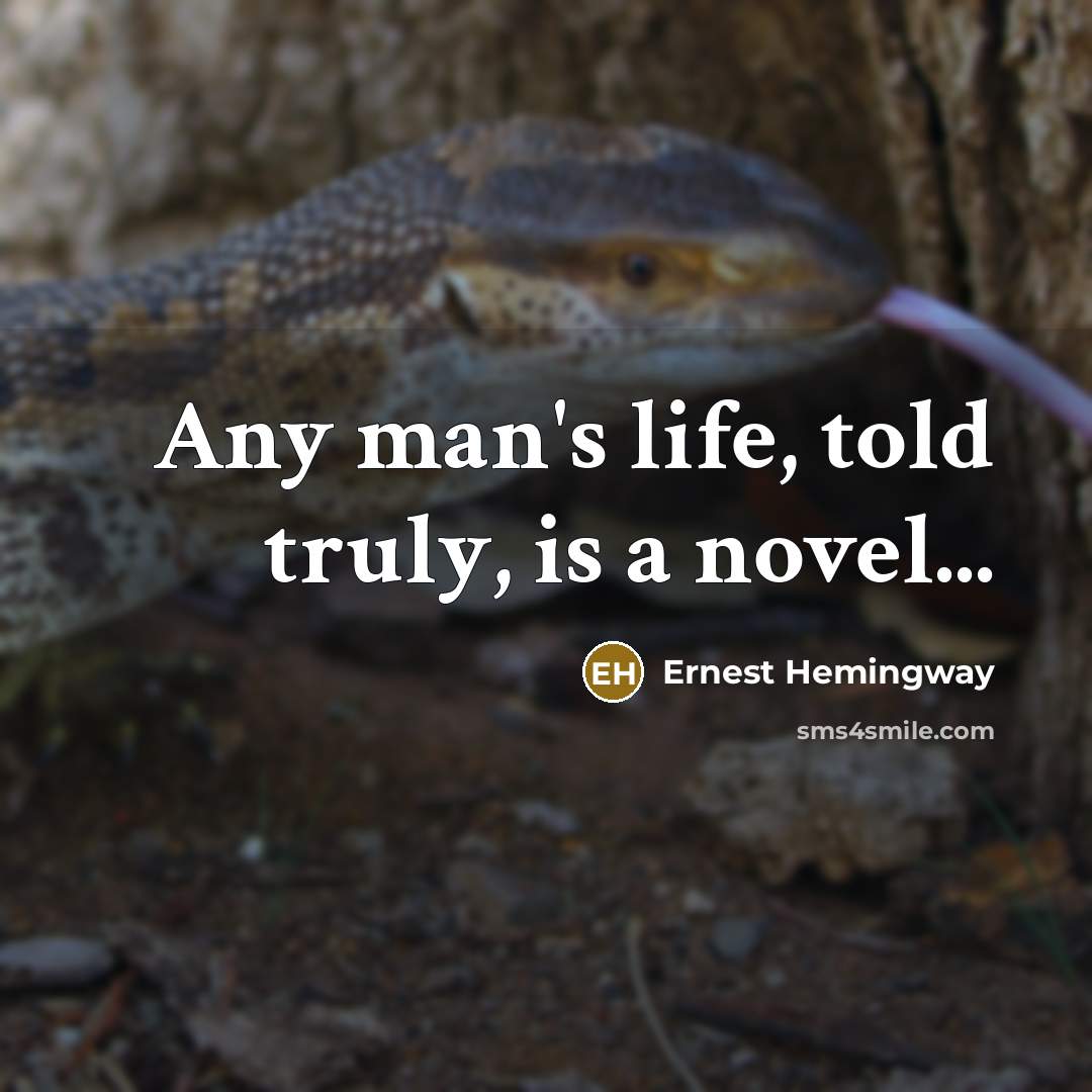 “Any man's life, told truly, is a novel...…” quote by Ernest Hemingway