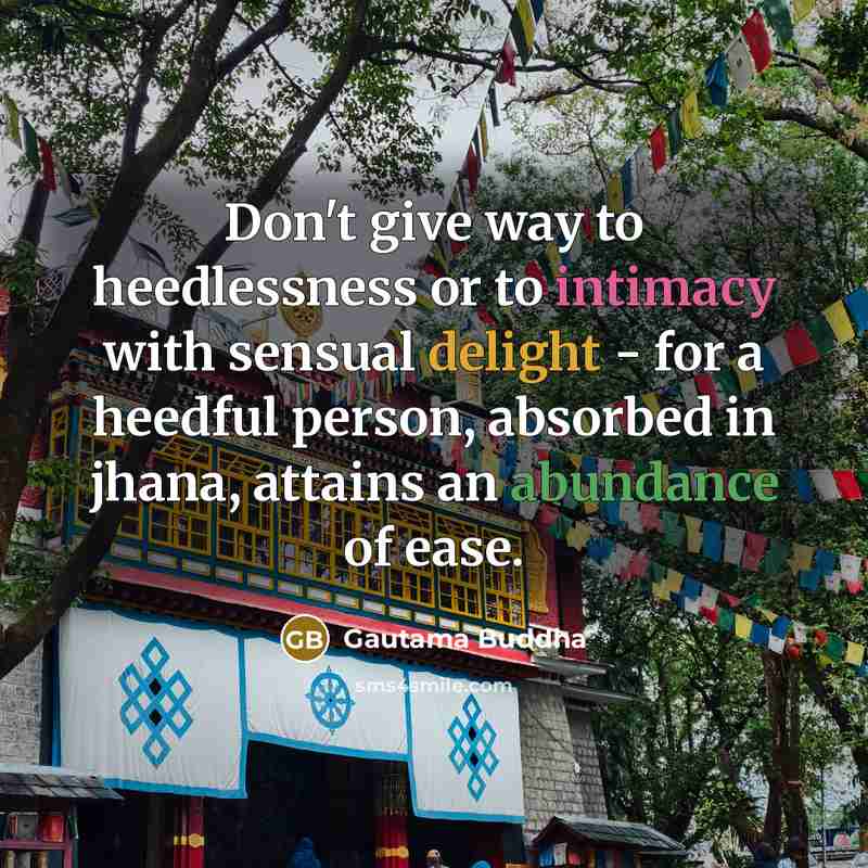“Don't give way to heedlessness or to intimacy with sensual…” quote by Gautama Buddha