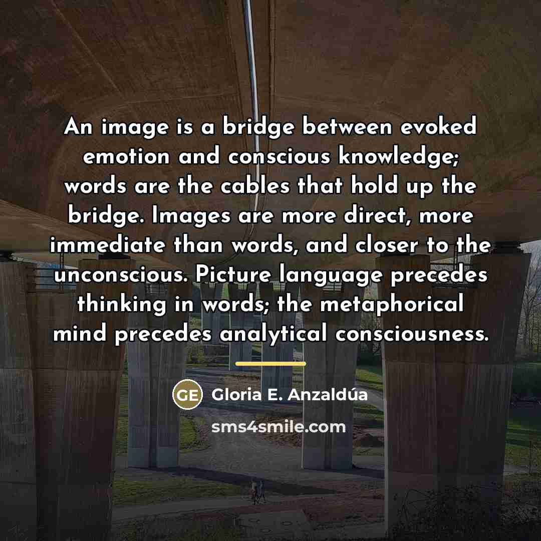 “An image is a bridge between evoked emotion and conscious…” quote by Gloria E. Anzaldúa