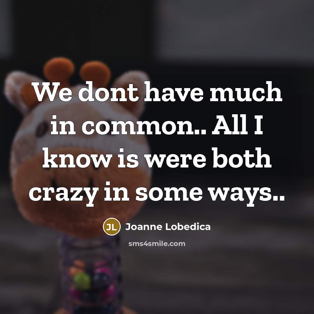 “We dont have much in common.. All I know is…” quote by Joanne Lobedica