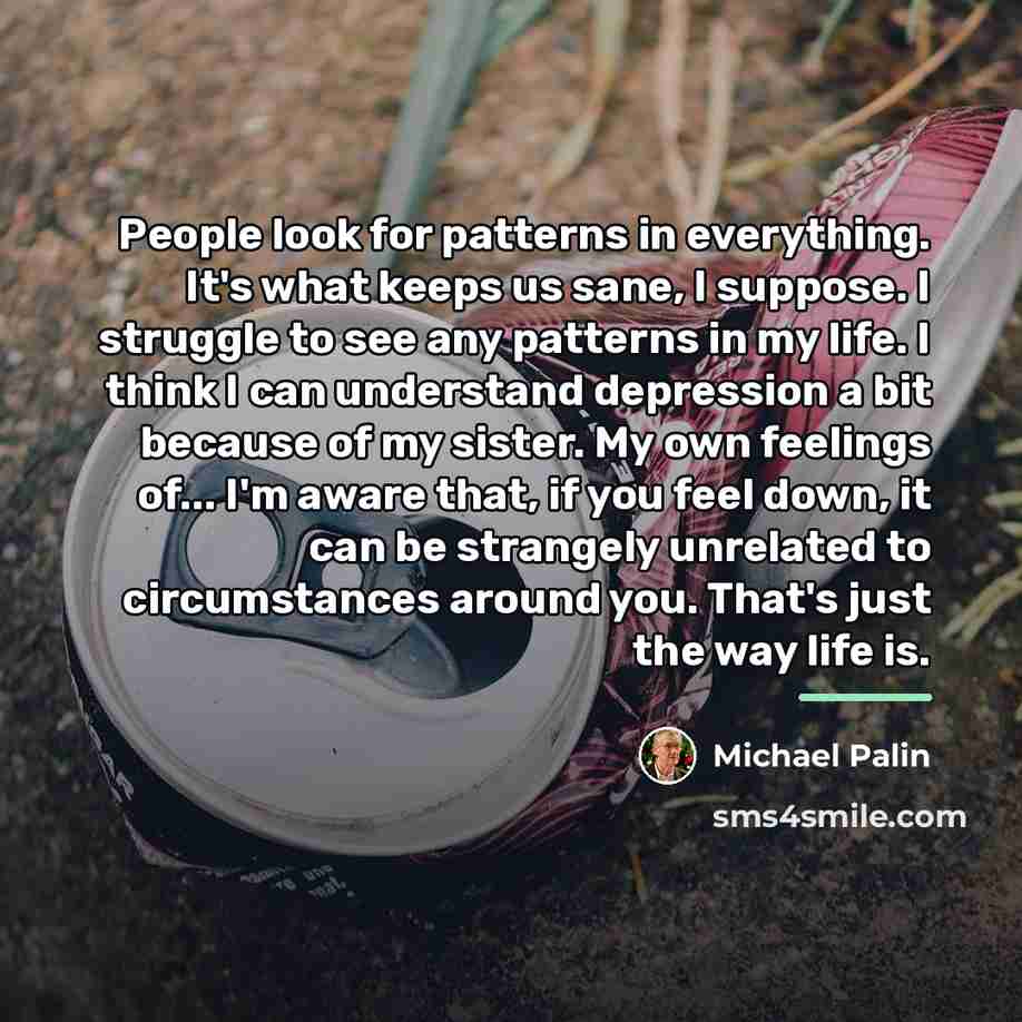 “People look for patterns in everything. It's what keeps us…” quote by Michael Palin