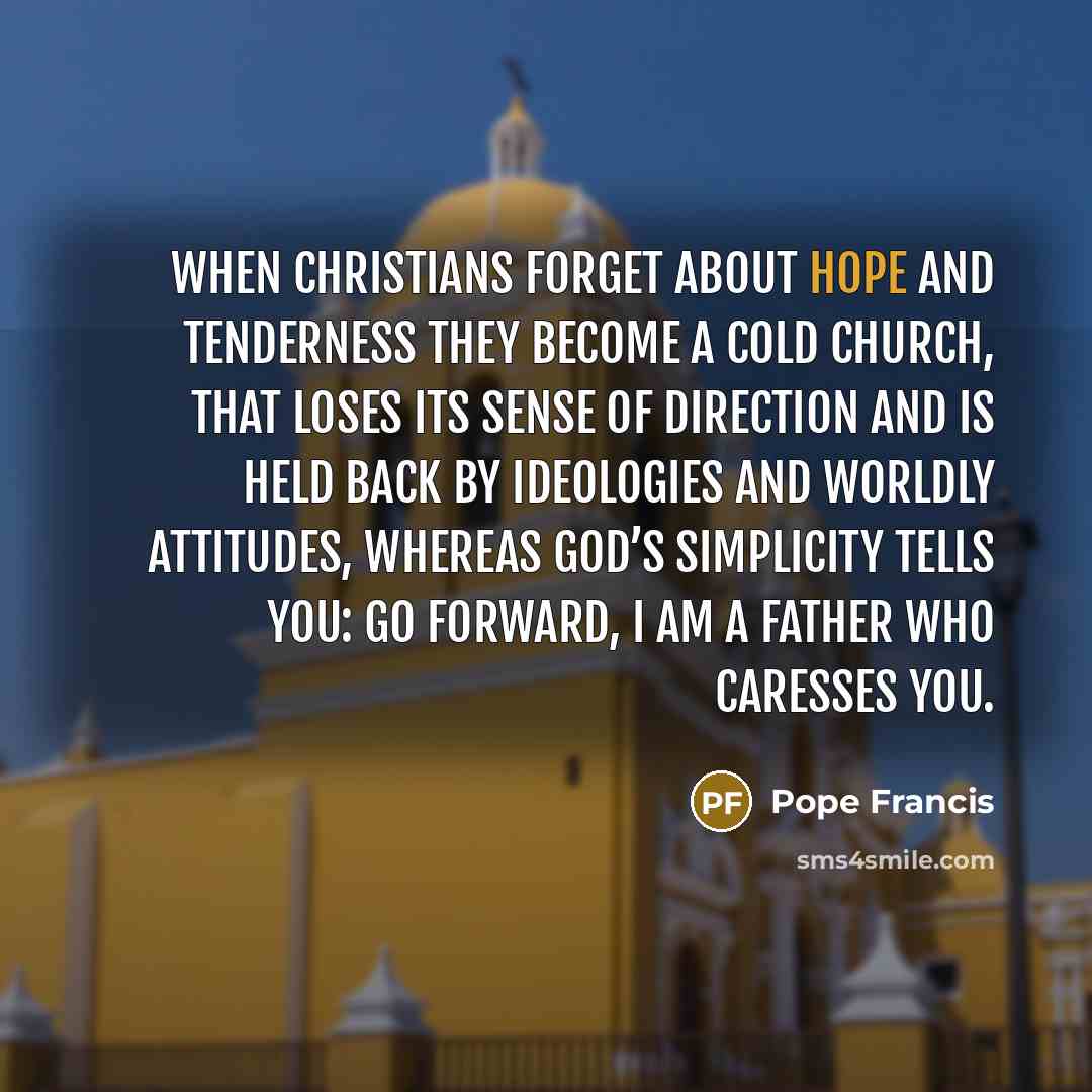 “When Christians forget about hope and tenderness they become a…” quote by Pope Francis