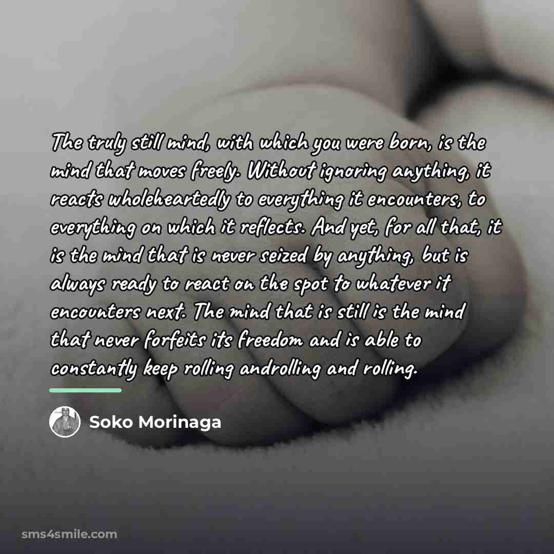 “The truly still mind, with which you were born, is…” quote by Soko Morinaga