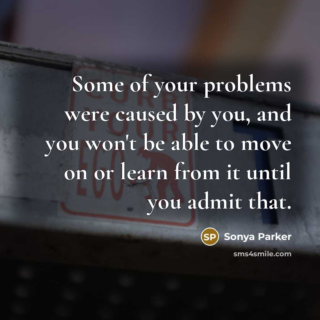 “Some of your problems were caused by you, and you…” quote by Sonya Parker