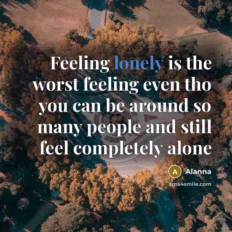 “Feeling lonely is the worst feeling even tho you can…” quote by Alanna