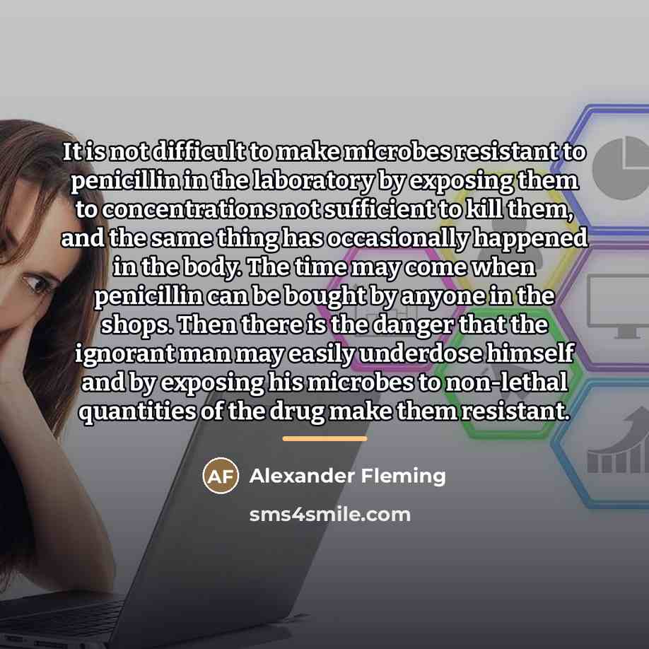 “It is not difficult to make microbes resistant to penicillin…” quote by Alexander Fleming