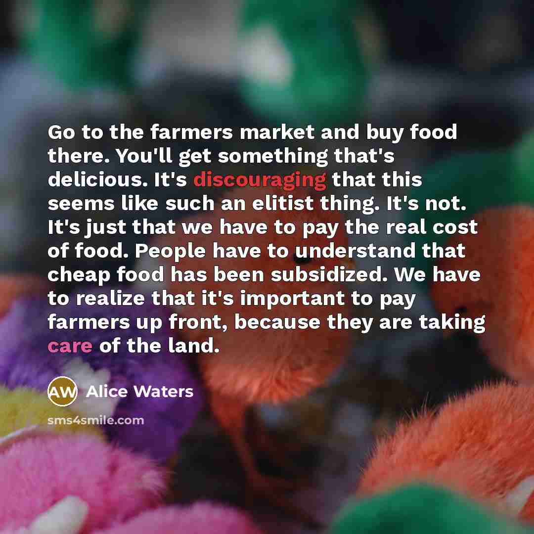 “Go to the farmers market and buy food there. You'll…” quote by Alice Waters