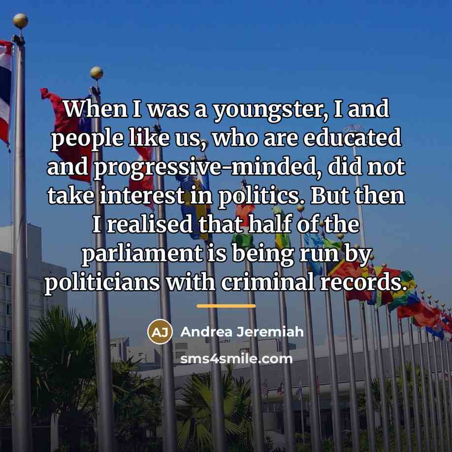 “When I was a youngster, I and people like us,…” quote by Andrea Jeremiah