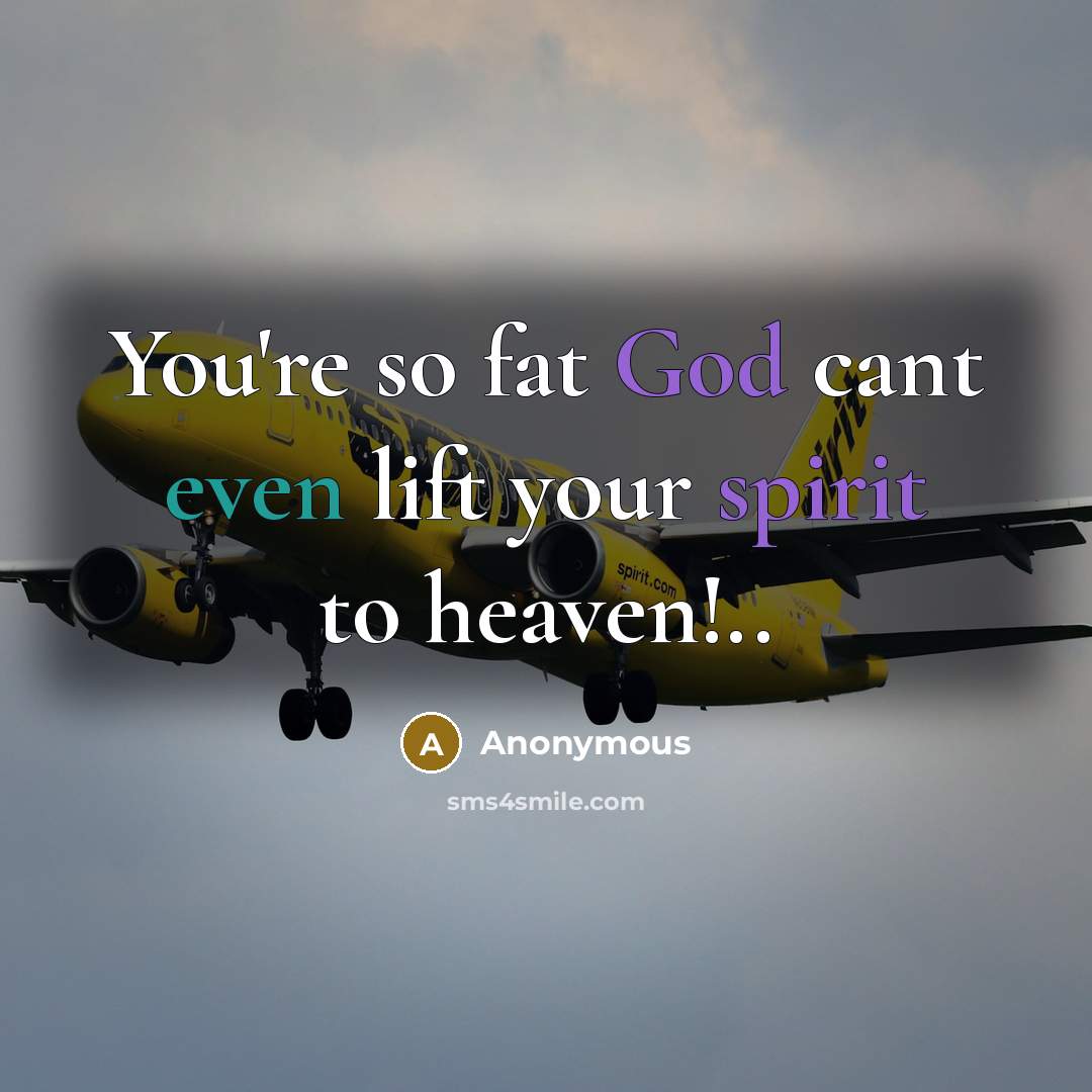 “You're so fat God cant even lift your spirit to heaven!..” quote by Anonymous
