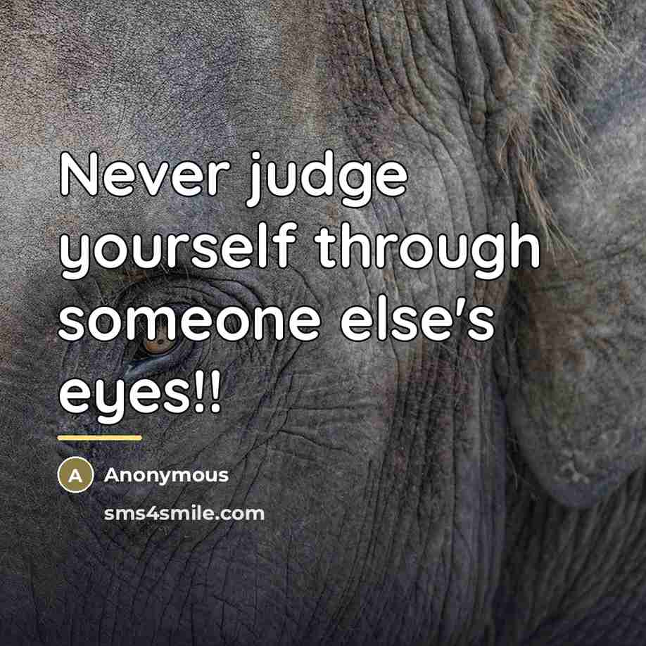 “Never judge yourself through someone else's eyes!!…” quote by Anonymous