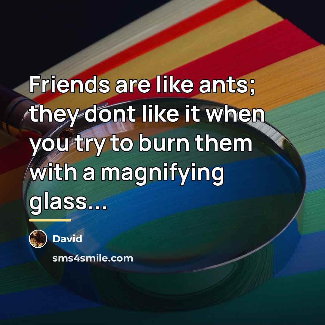 “Friends are like ants; they dont like it when you…” quote by David