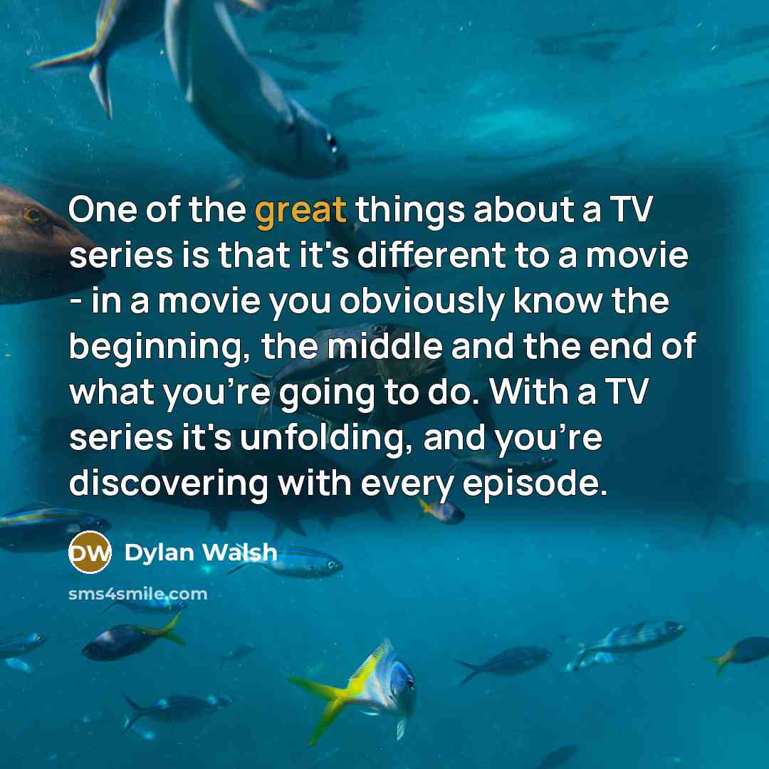 “One of the great things about a TV series is…” quote by Dylan Walsh
