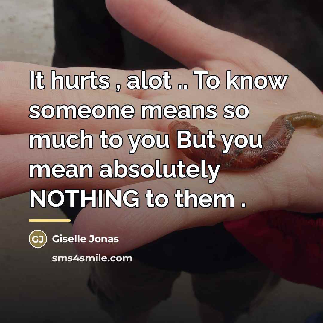 “It hurts , alot .. To know someone means so…” quote by Giselle Jonas