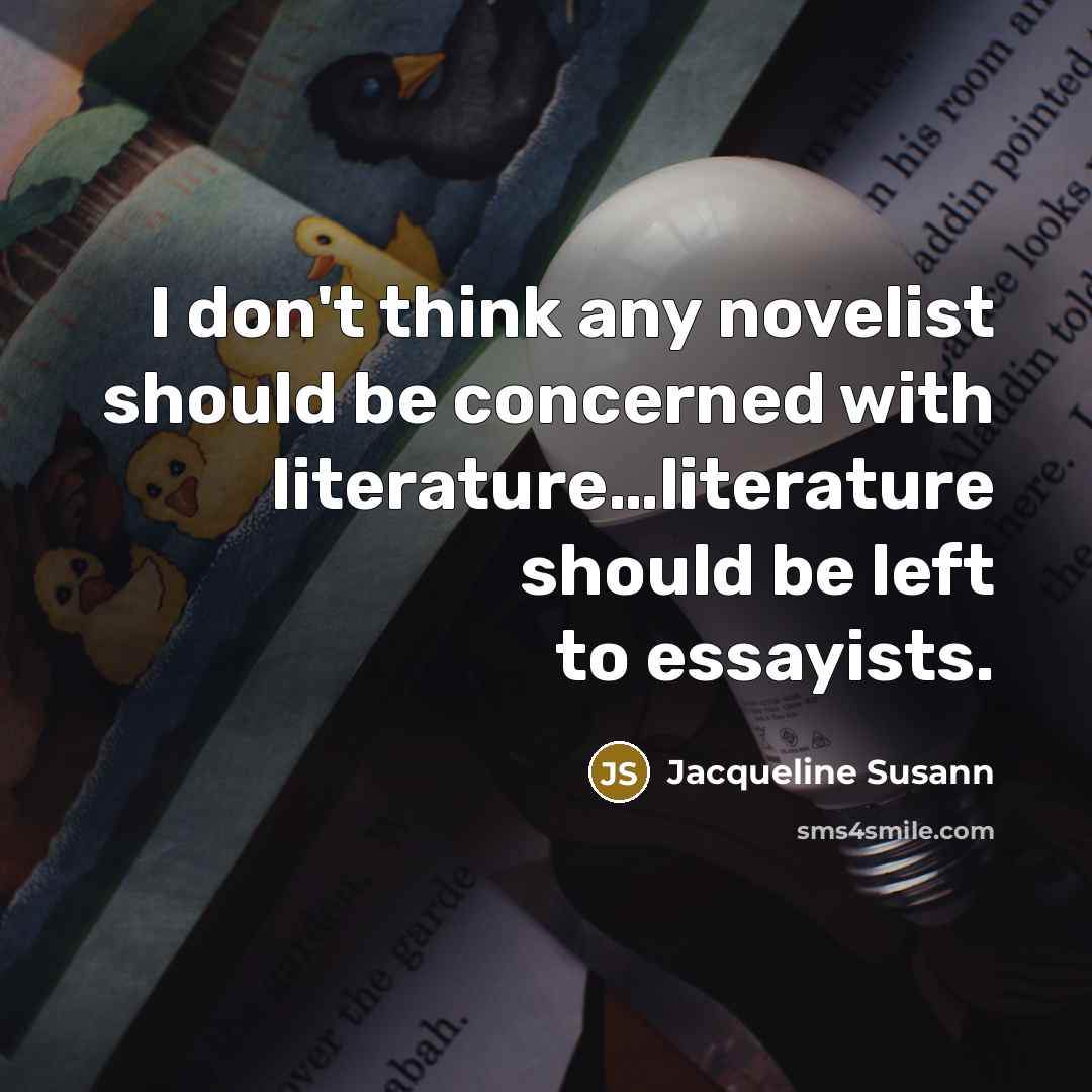 “I don't think any novelist should be concerned with literature…literature…” quote by Jacqueline Susann