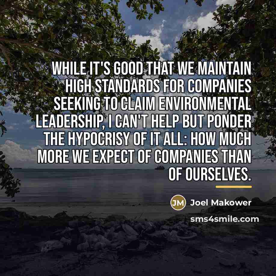 “While it's good that we maintain high standards for companies…” quote by Joel Makower