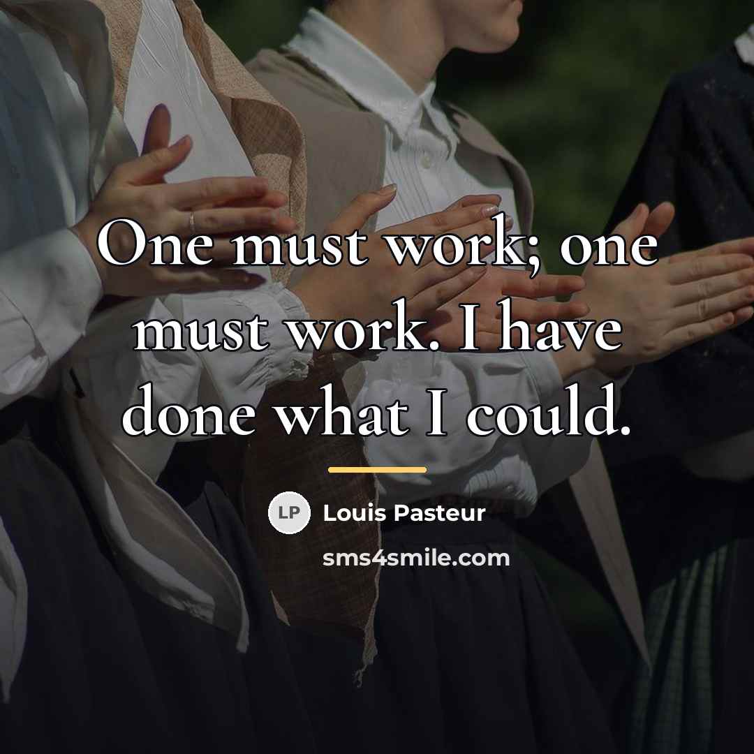 “One must work; one must work. I have done what…” quote by Louis Pasteur