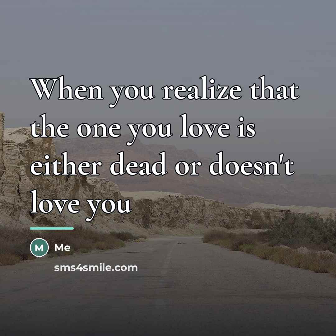 “When you realize that the one you love is either…” quote by Me