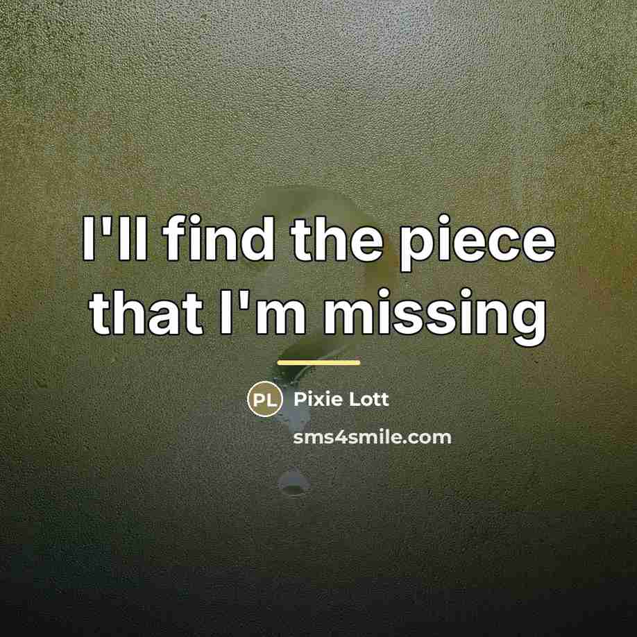 “I'll find the piece that I'm missing…” quote by Pixie Lott