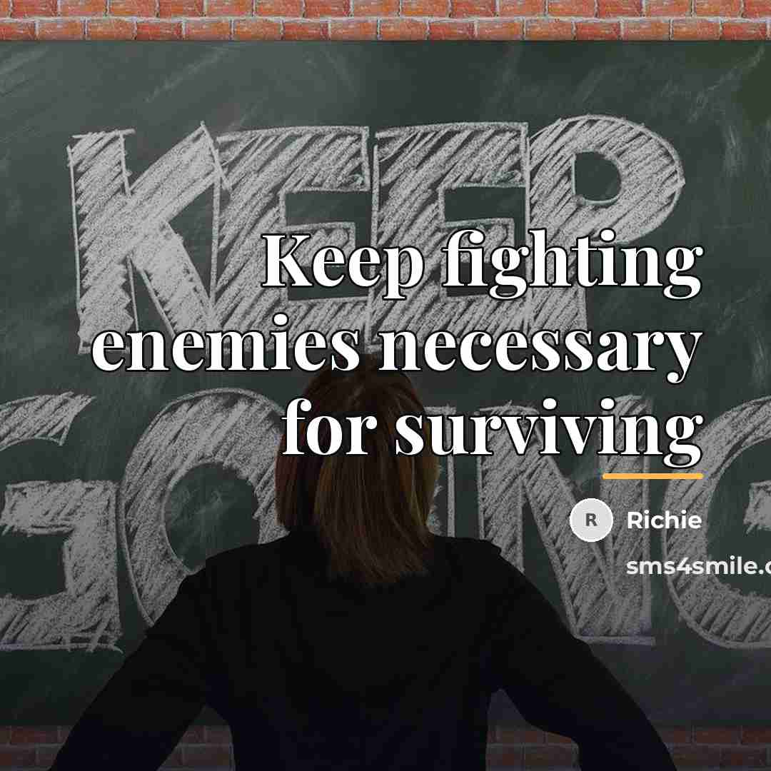 “Keep fighting enemies necessary for surviving…” quote by Richie