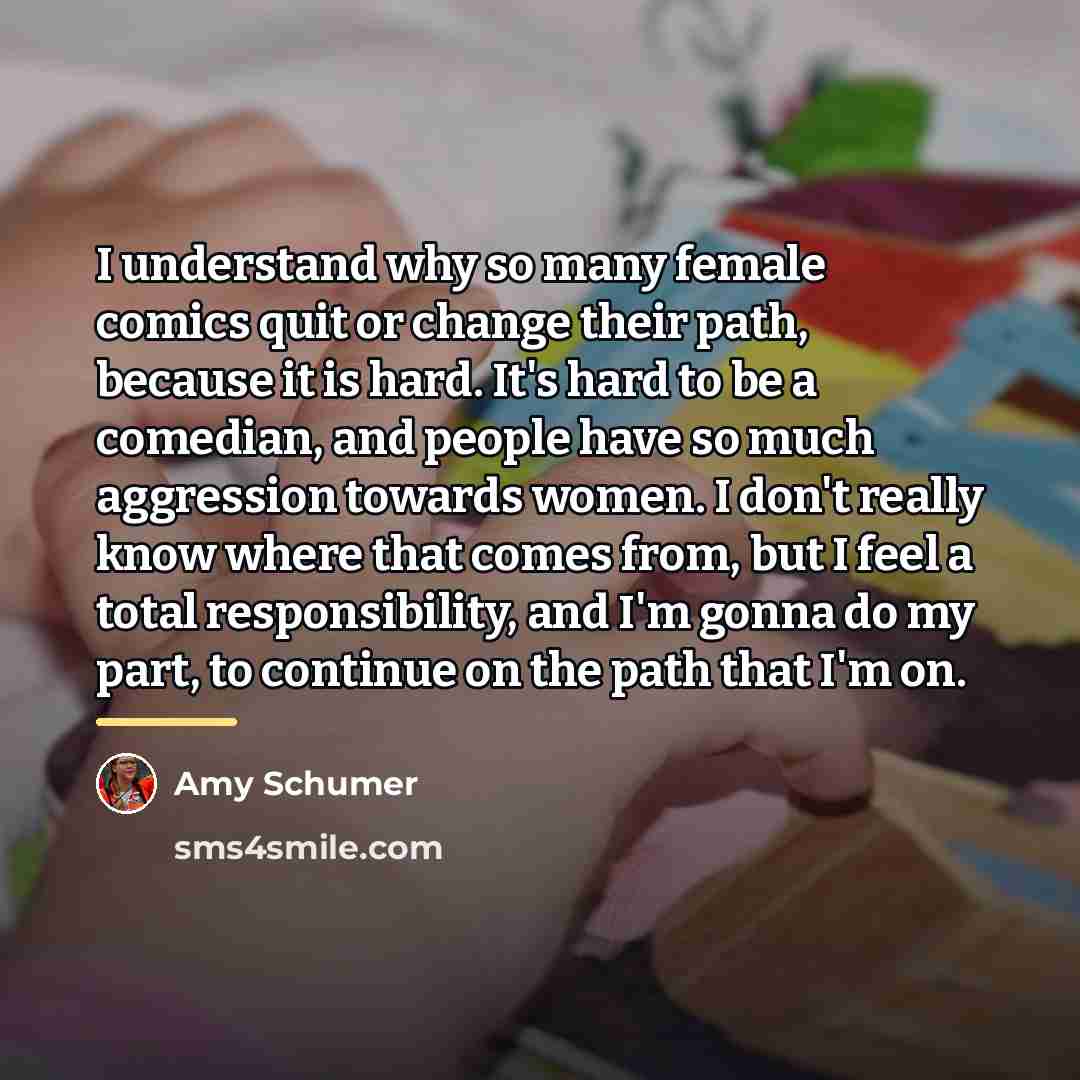 “I understand why so many female comics quit or change…” quote by Amy Schumer