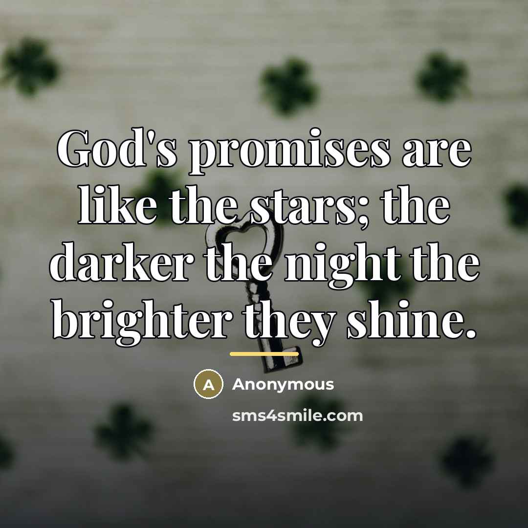 “God's promises are like the stars; the darker the night…” quote by David Nicholas