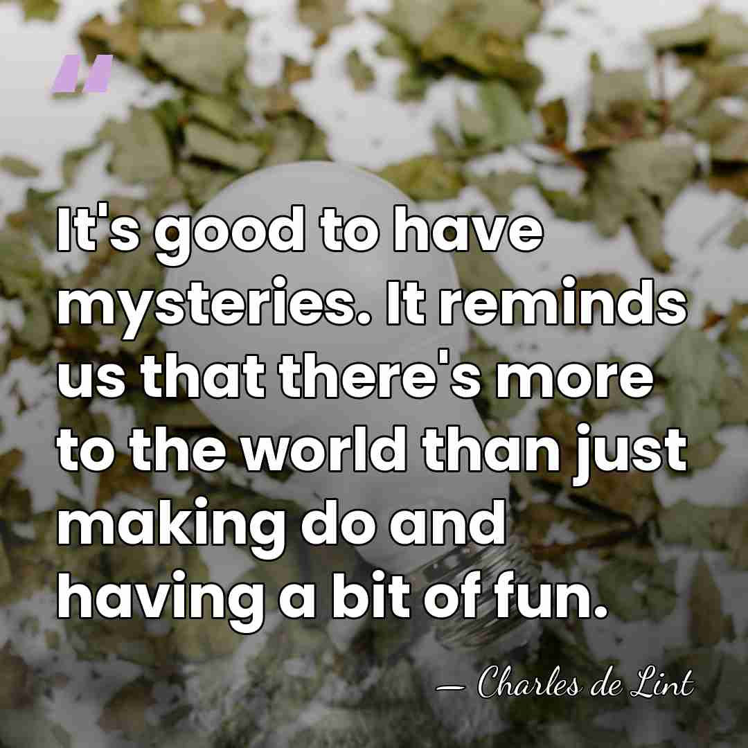 It's good to have mysteries. It reminds us that there's more to&hellip; - Charles de Lint