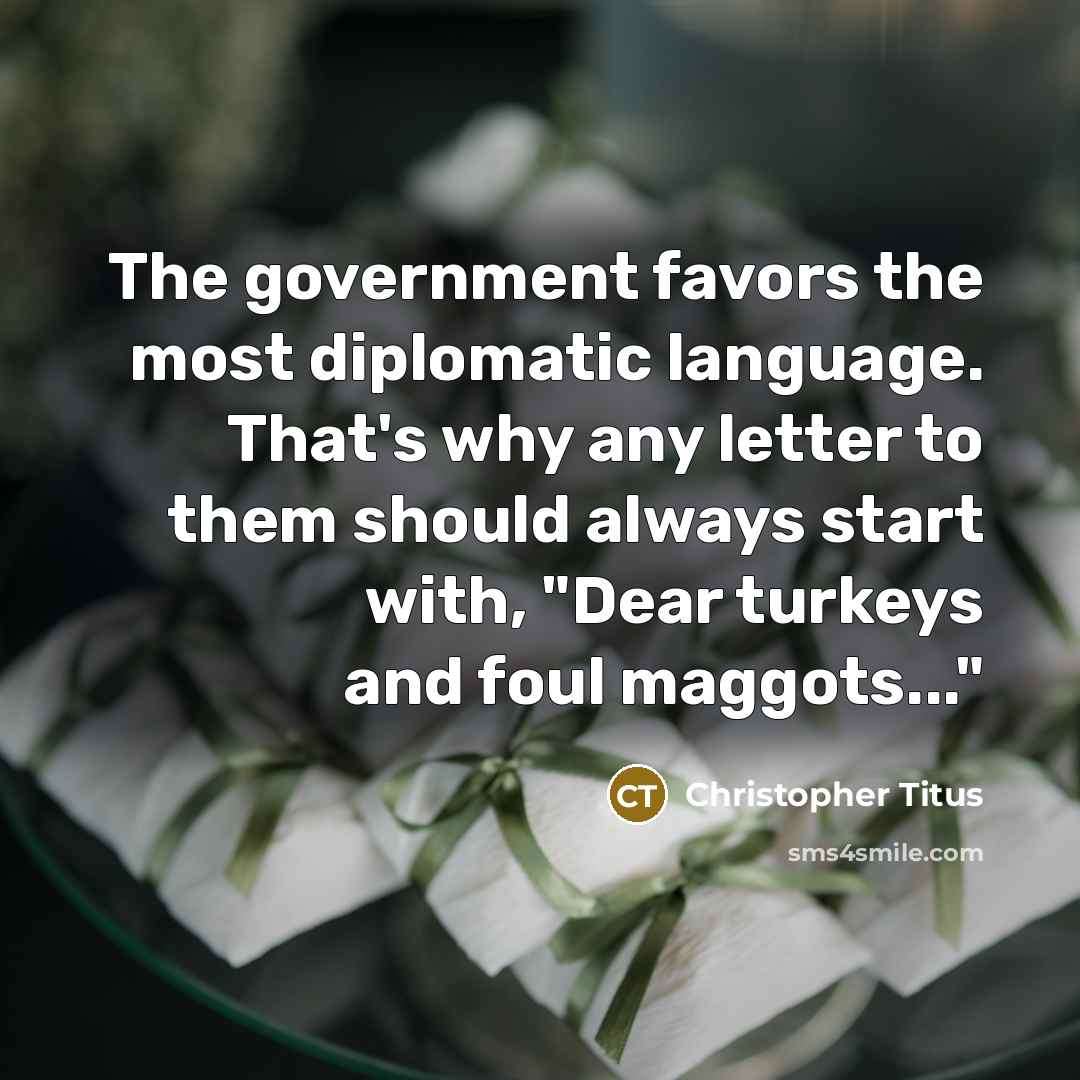 “The government favors the most diplomatic language. That's why any…” quote by Christopher Titus