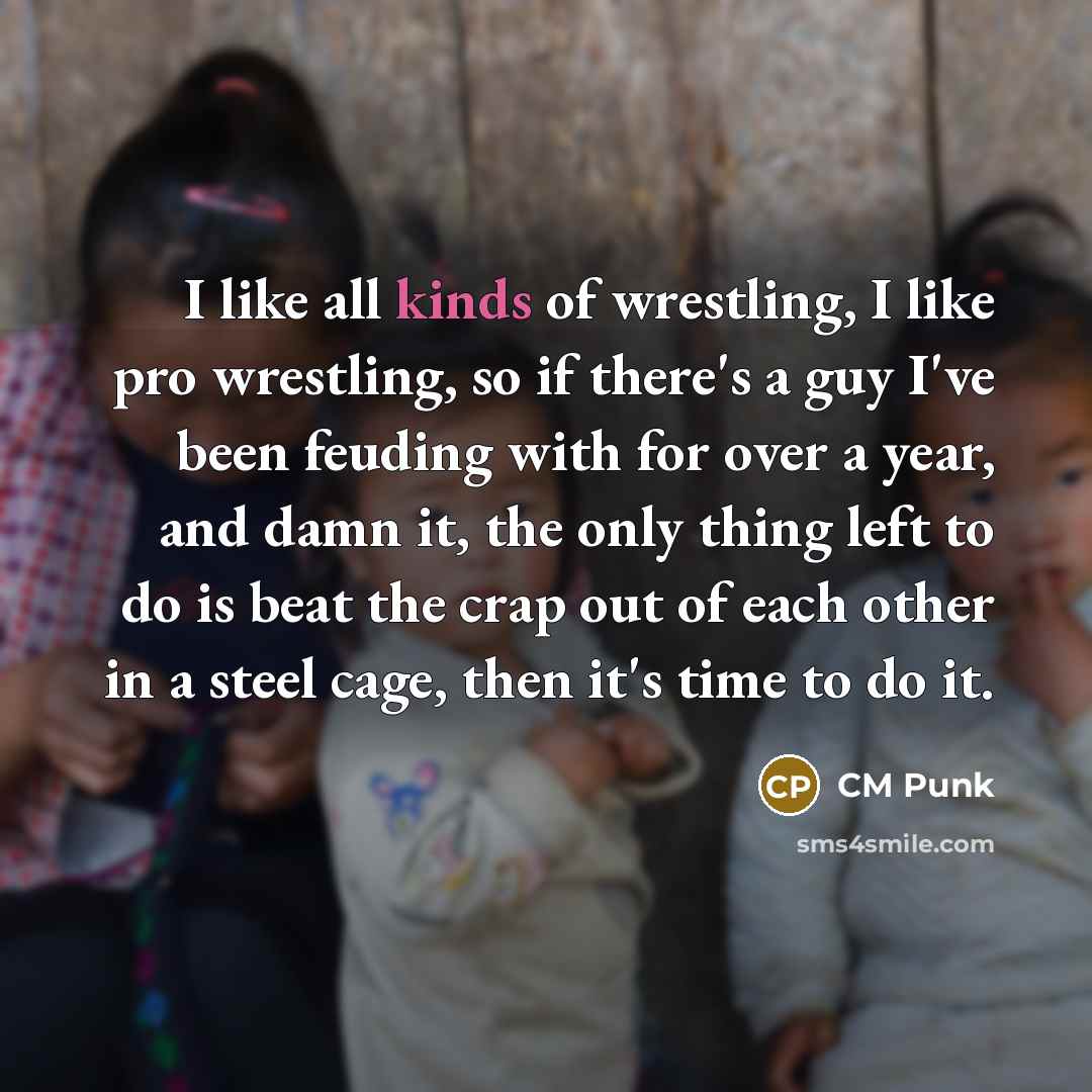“I like all kinds of wrestling, I like pro wrestling,…” quote by CM Punk