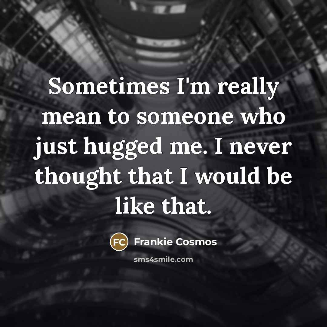 “Sometimes I'm really mean to someone who just hugged me.…” quote by Frankie Cosmos