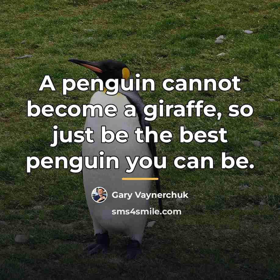 “A penguin cannot become a giraffe, so just be the…” quote by Gary Vaynerchuk