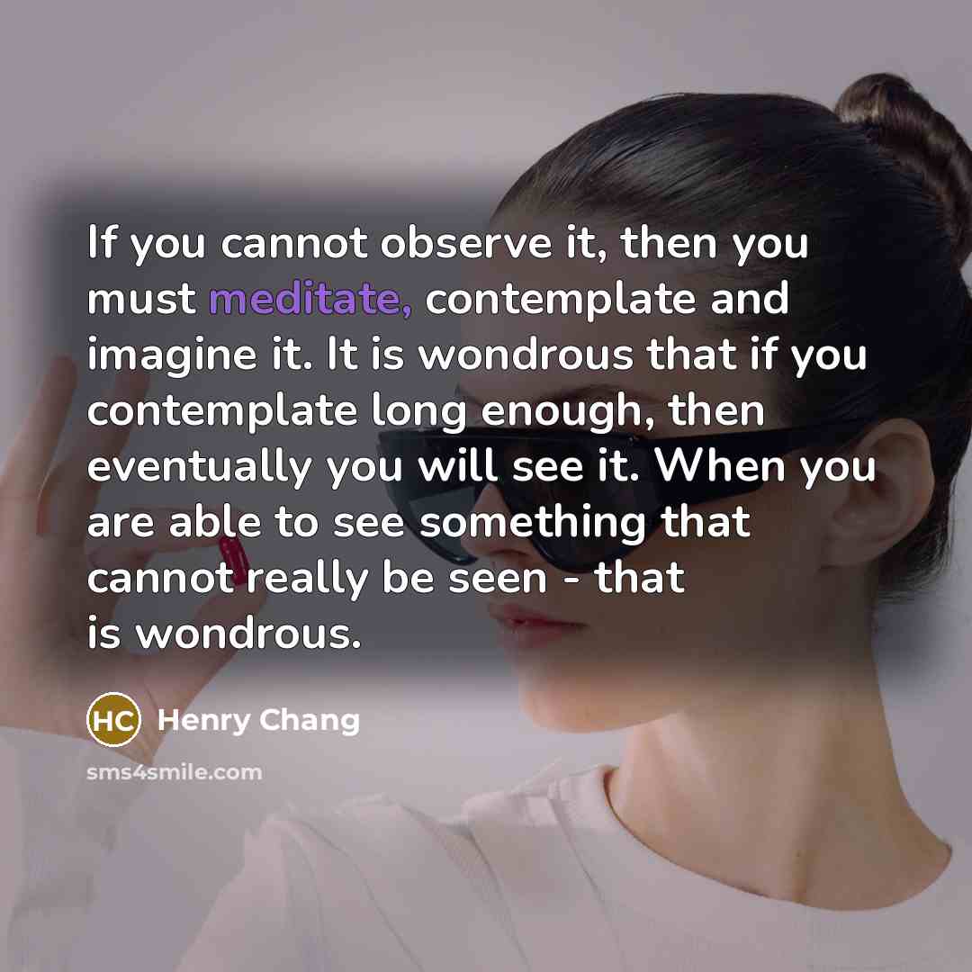 “If you cannot observe it, then you must meditate, contemplate…” quote by Henry Chang