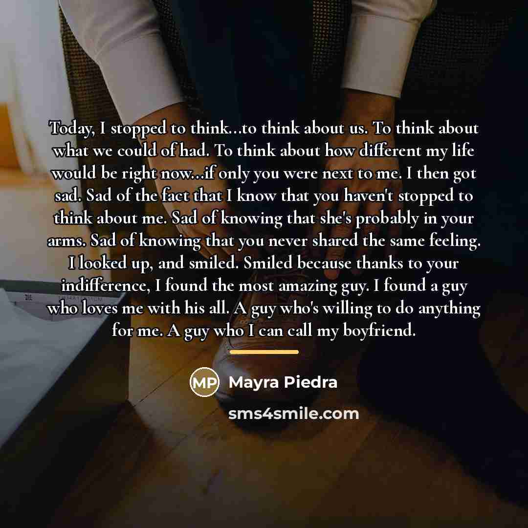 “Today, I stopped to think...to think about us. To think…” quote by Mayra Piedra