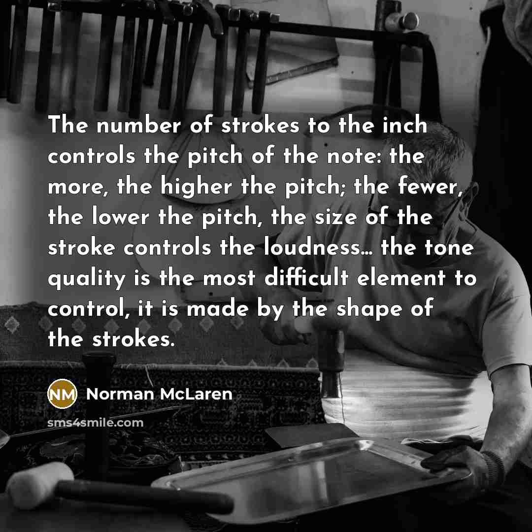 “The number of strokes to the inch controls the pitch…” quote by Norman McLaren