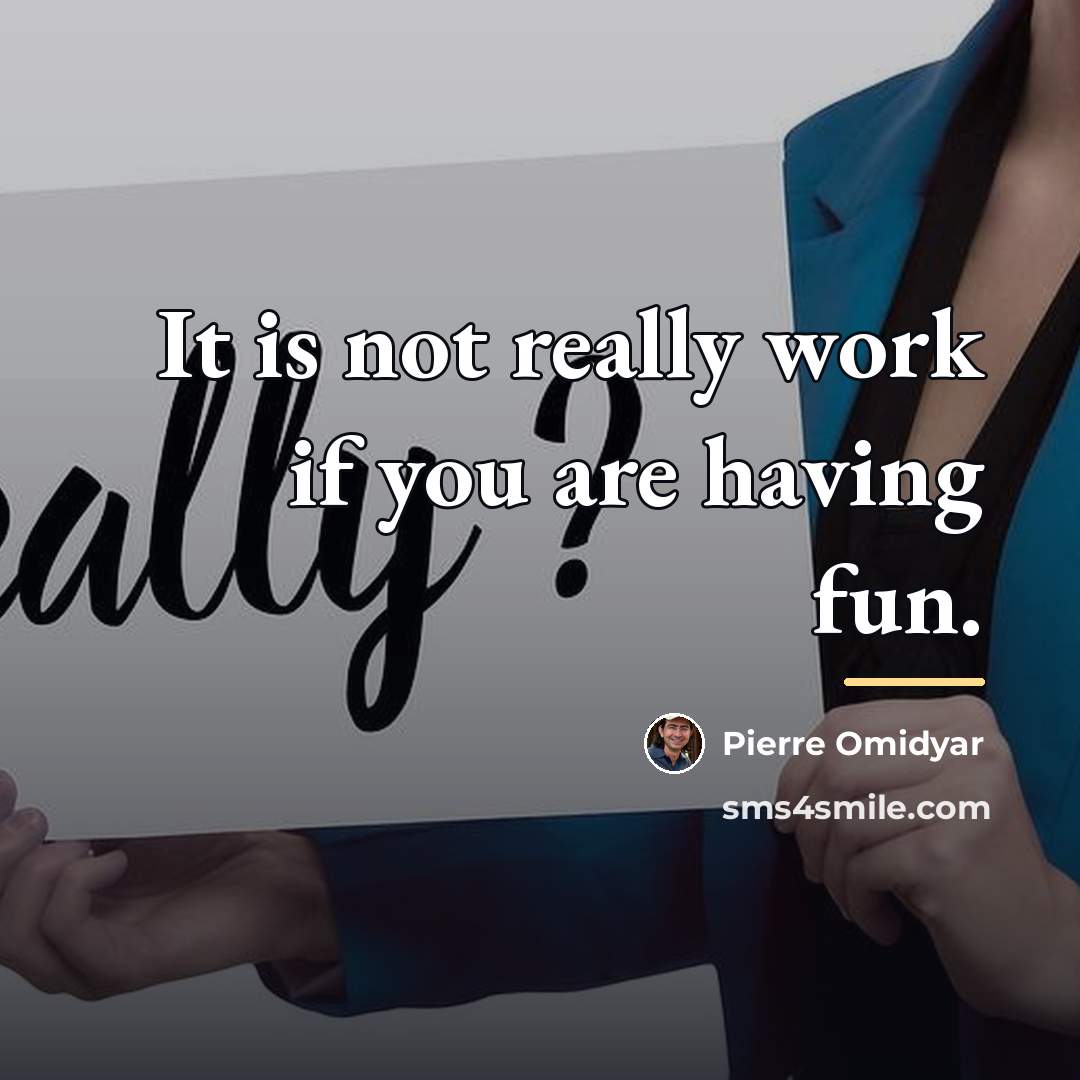 “It is not really work if you are having fun.…” quote by Pierre Omidyar