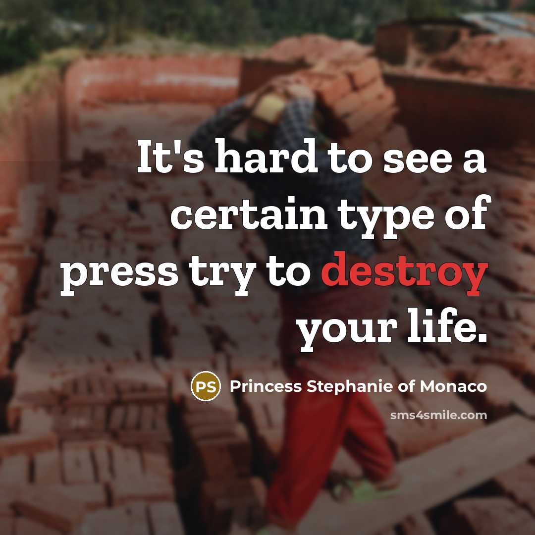 “It's hard to see a certain type of press try…” quote by Princess Stephanie of Monaco